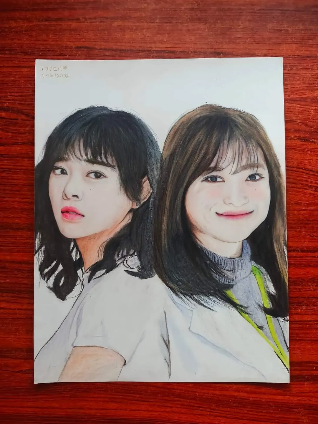 Colored pencil fan portrait of Kim Se-jeong from Business Proposal K-drama, by TOPEH